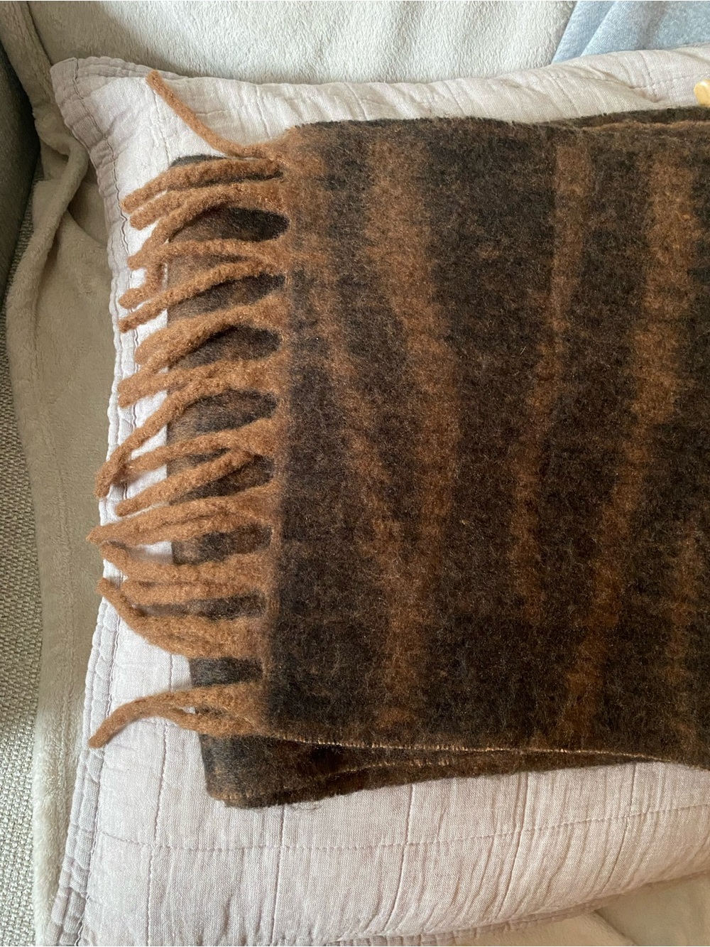 GAP Brown Tiger Print Fuzzy Scarf